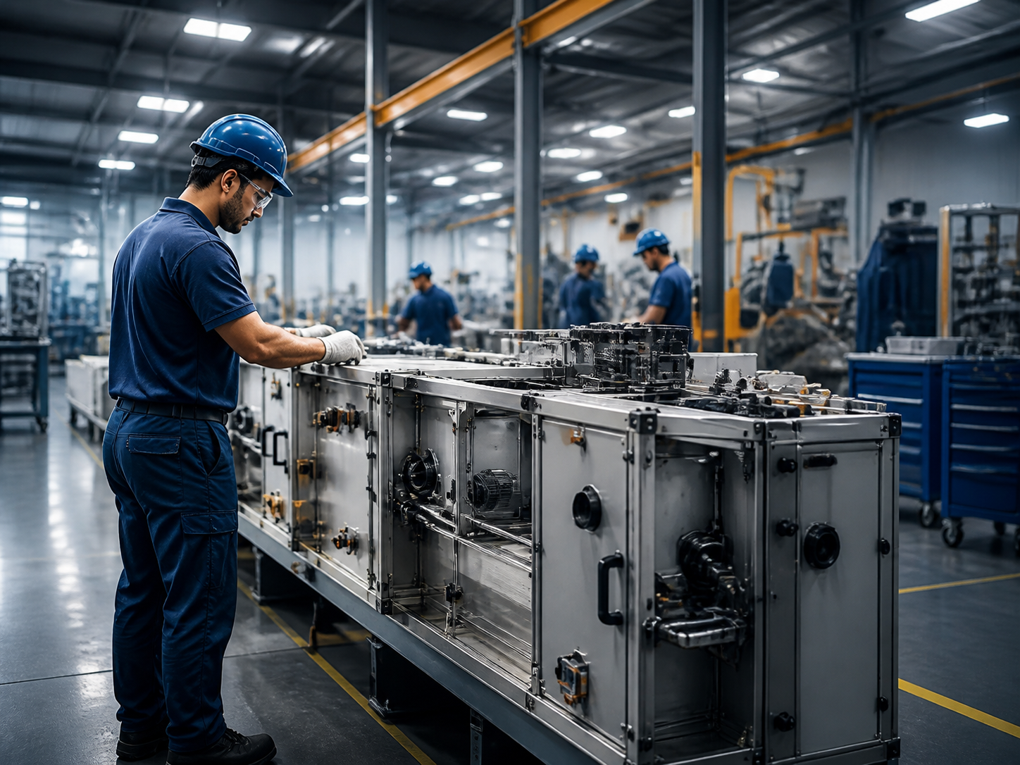 Climate Grip technician manufacturing an air handling unit